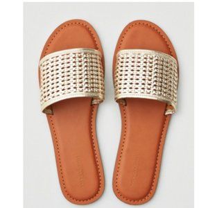 Gold Woven Strap Sandals